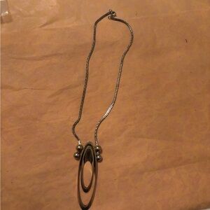 Elegant Silver Necklace with Oval Pendant